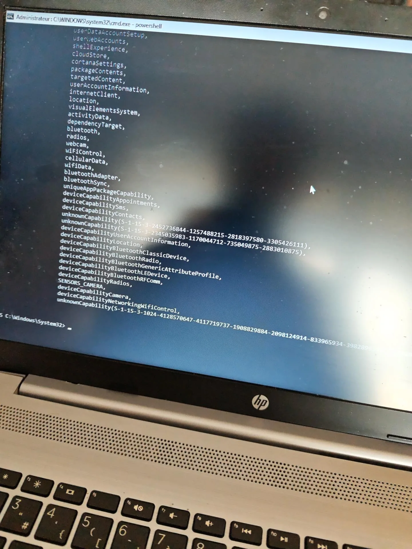 Suite du contrôle des propriétés du composant Windows