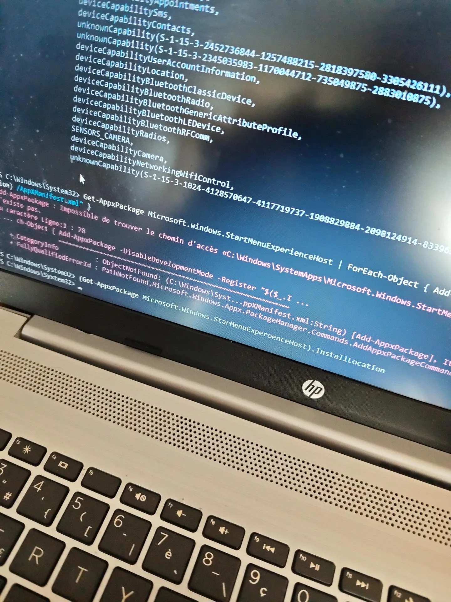 Contrôle après la tentative de réinstallation