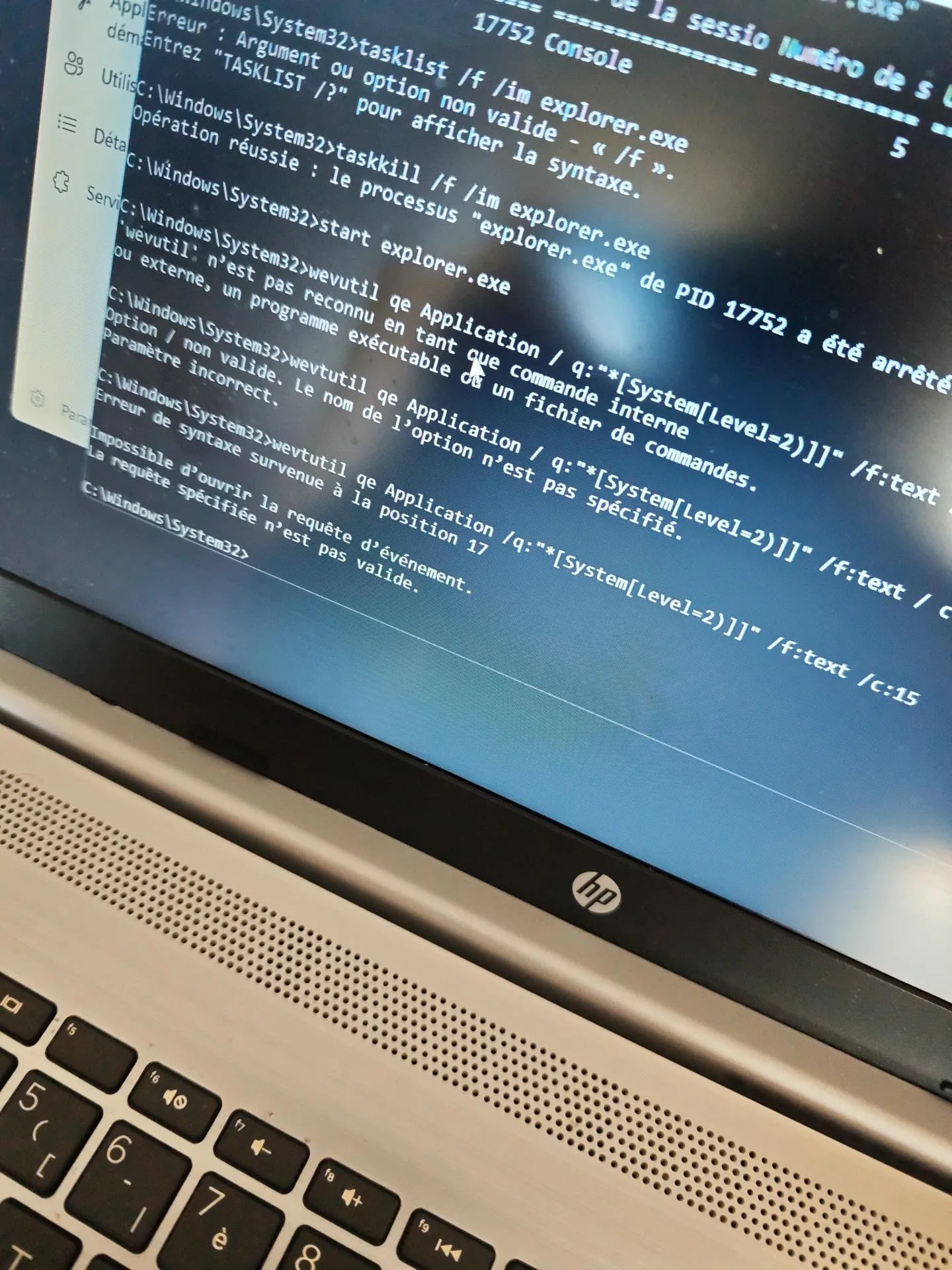 Consultation des erreurs enregistrées par Windows