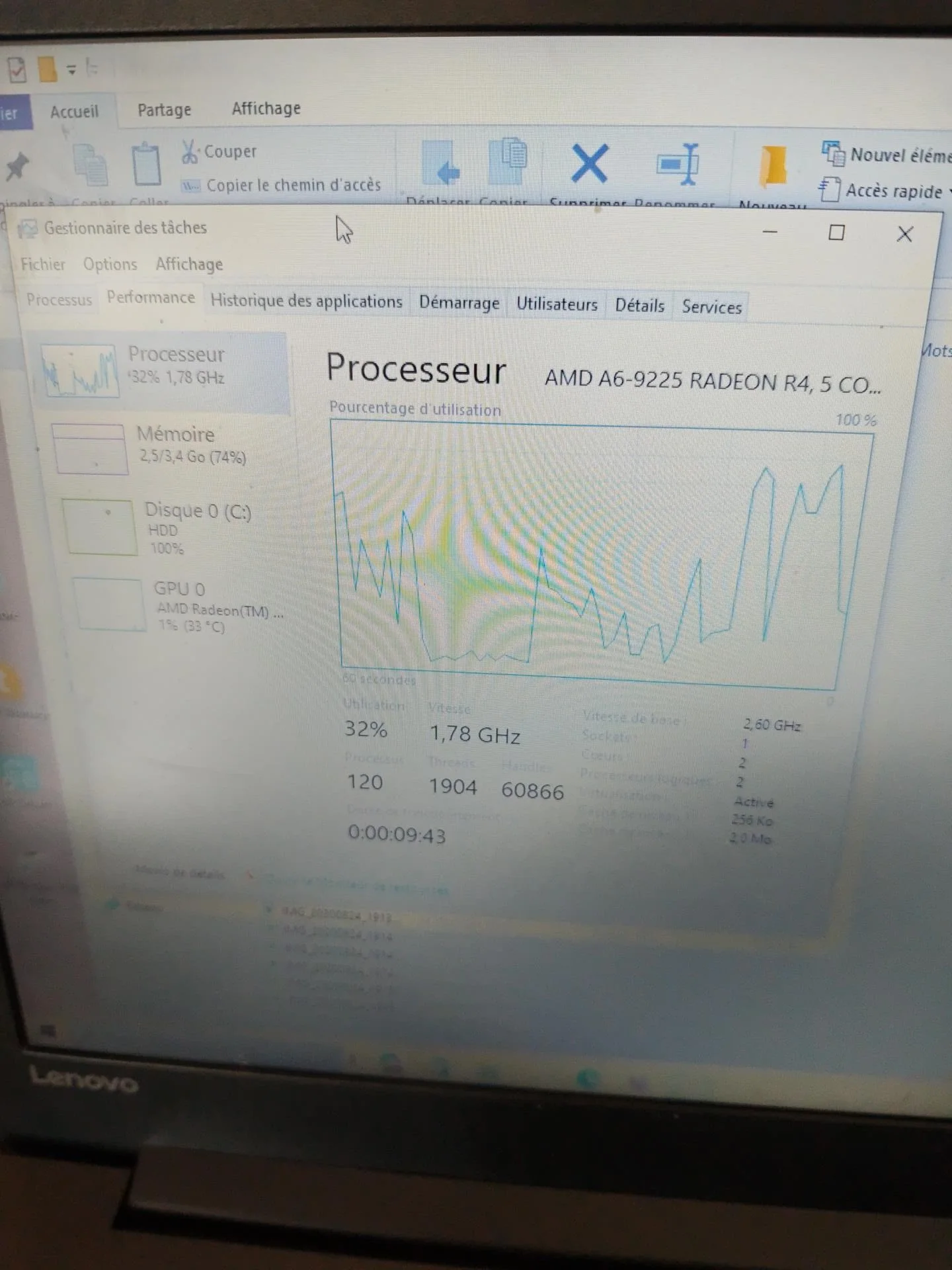 Utilisation élevée du disque observée dans le gestionnaire des tâches