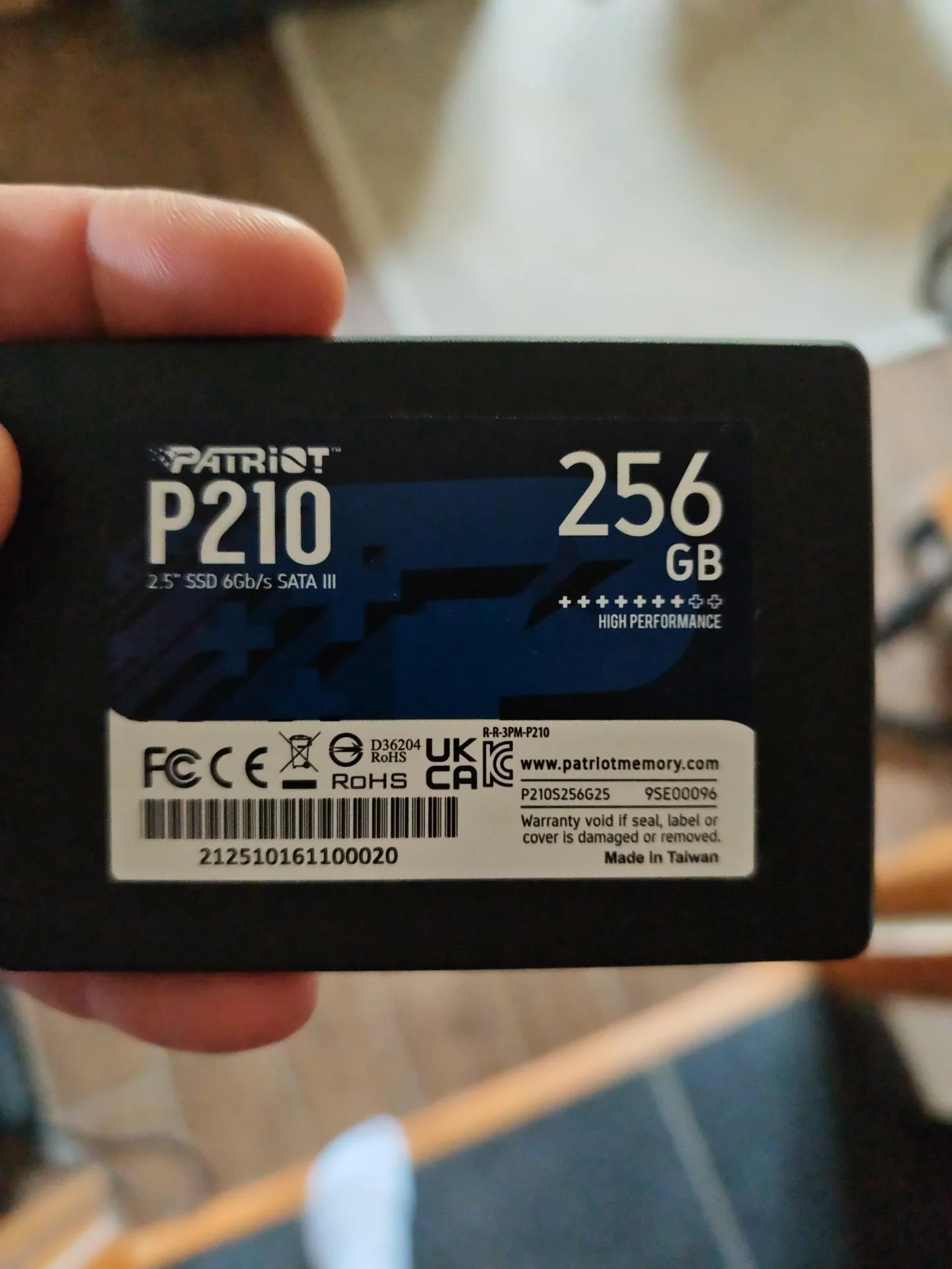 SSD choisi pour l'ordinateur