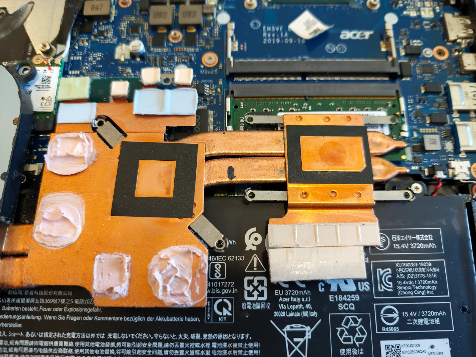 Surfaces nettoyées avant remplacement de la pâte
